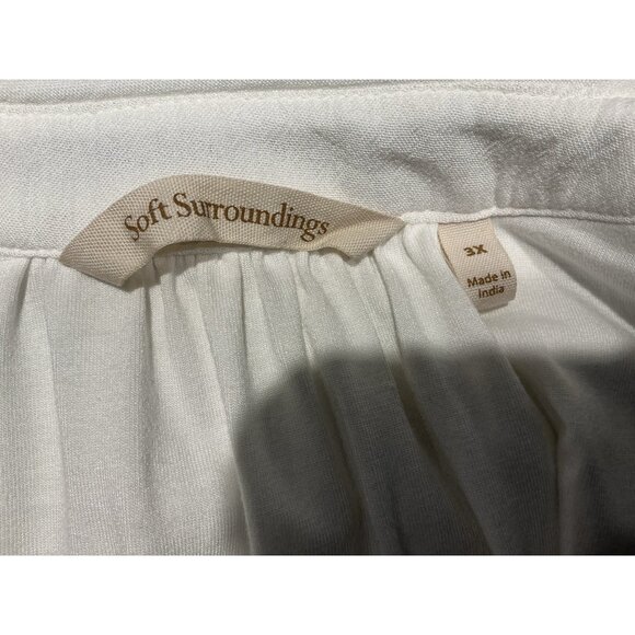 Soft Surroundings Tunic Size 3X White Lined Embroidered Shoulder Cutouts Boho - Picture 7 of 9